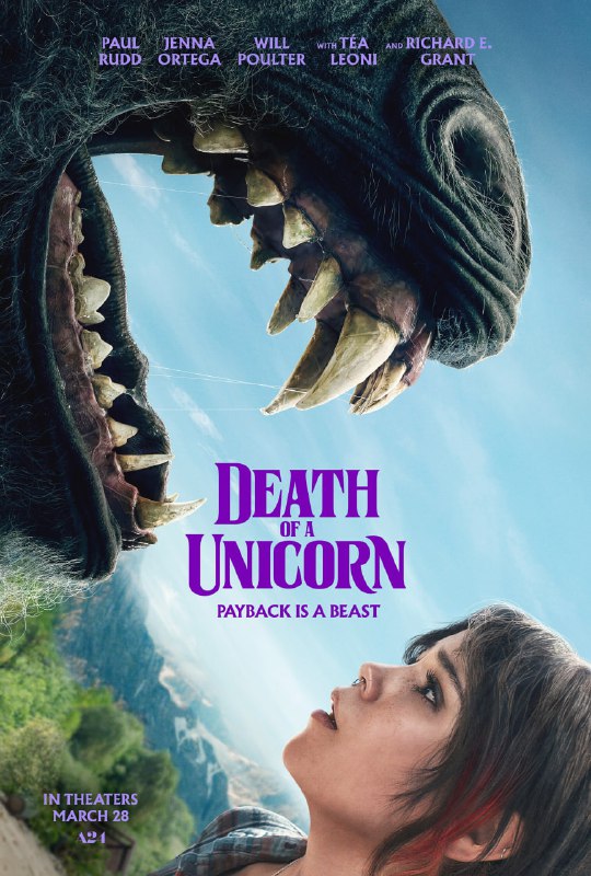 名称：独角兽之死 Death of a Unicorn (2025) 英语外挂中字.1080p描述：艾略特(保罗·路德 Paul Rudd 饰)和女儿雷德利(詹娜·奥尔特加 Jenna Ortega 饰)周末出行时，遇到了身为制药公司巨头的老板一家，他们无意间撞上了一只独角兽，制药公司的科学家发现独角兽的血肉可以入药，尤其它的角具有超自然的治疗特性，老板的家族打起了这只独角兽的主意…链接：