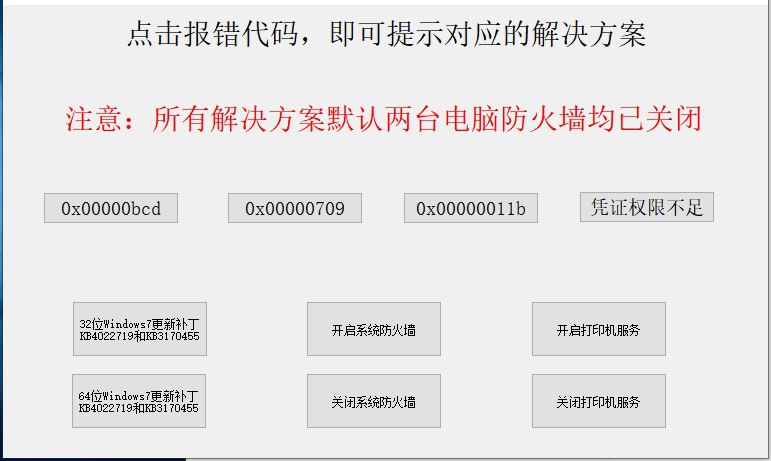 名称：全能打印机问题修复工具 v1.0.0 实用工具描述：适用于各种Windows版本系统，根据报错代码选择对应解决方案即可,软件提供的是错误代码的解决方案，并且得到过实际验证的不是瞎猫碰死耗子,本软件对症下药实用性很大链接：