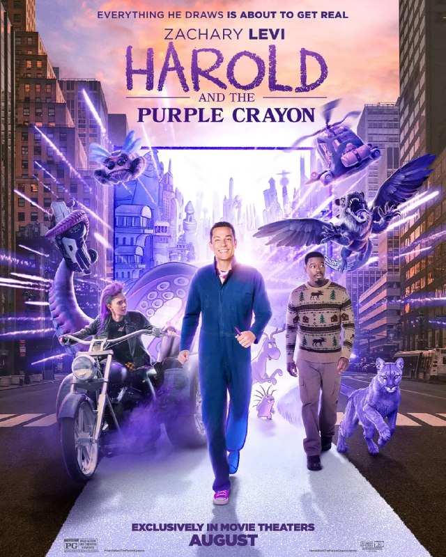 名称：哈罗德和紫色蜡笔 Harold and the Purple Crayon (2024)  1080p  内封简繁英多国描述：改编自1955年出版的同名小说，讲述一个4岁的小男孩用他的魔力蜡笔创造了他身边的世界