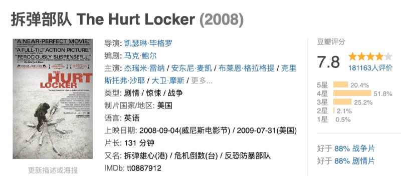 名称：拆弹部队.2008.BD1080P.中英双字【奥斯卡最佳影片】描述：