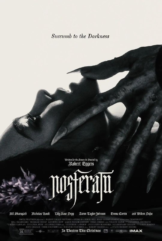 名称：诺斯费拉图 / Nosferatu [2024][中英双字][超清][1080P]描述：影片讲述了一个哥特故事，被鬼附身的年轻女子艾伦·亨特(莉莉-罗丝·德普 饰)和迷恋她的可怕的吸血鬼伯爵(比尔·斯卡斯加德 饰)之间的痴恋，造成了难以言喻的恐怖