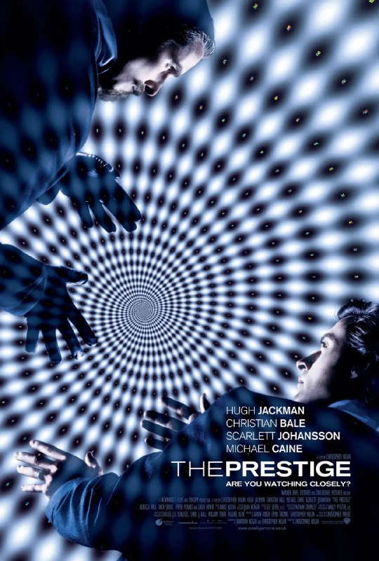 名称：致命魔术 The Prestige (2006)描述：19世纪末，人们对科学文明还不是认识得太过清楚，于是，安吉尔（休•杰克曼Hugh Jackman饰）和伯登（克里斯蒂安•贝尔Christian Bale饰）的魔术，成为了伦敦城内的神奇人物