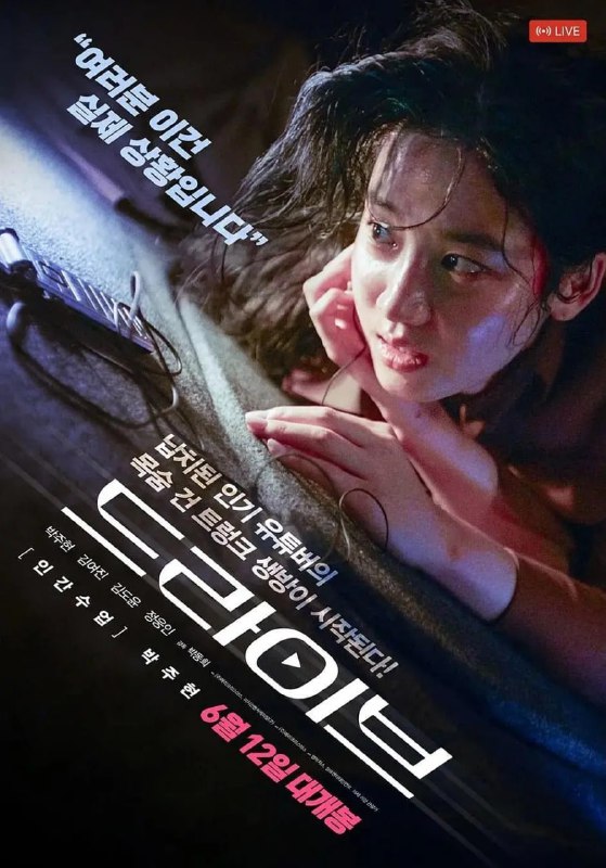 名称：驾驶 드라이브 (2024)描述：《驾驶》是一部动作惊悚片，讲述被困在市中心汽车后备箱内的人气直播明星实时直播拼命逃脱的故事