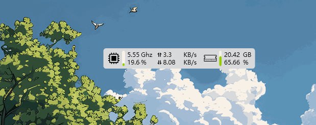 名称：KnowInSide - CPU、网速、内存监测工具描述：CPU网速内存监测，带一个透明和鼠标穿透，且软件只有几百Kb大小链接：