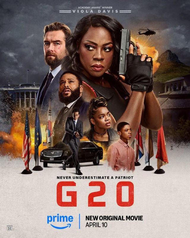 名称：G20峰会 G20 (2025) 美影 [动作 惊悚] 中文硬字幕描述：影片虚构的G20峰会被恐怖分子破坏，戴维斯饰演的美国总统泰勒·萨顿，必须倾尽治国之道和军事经验来保护她的家人、她的同僚领袖，当然还有整个世界