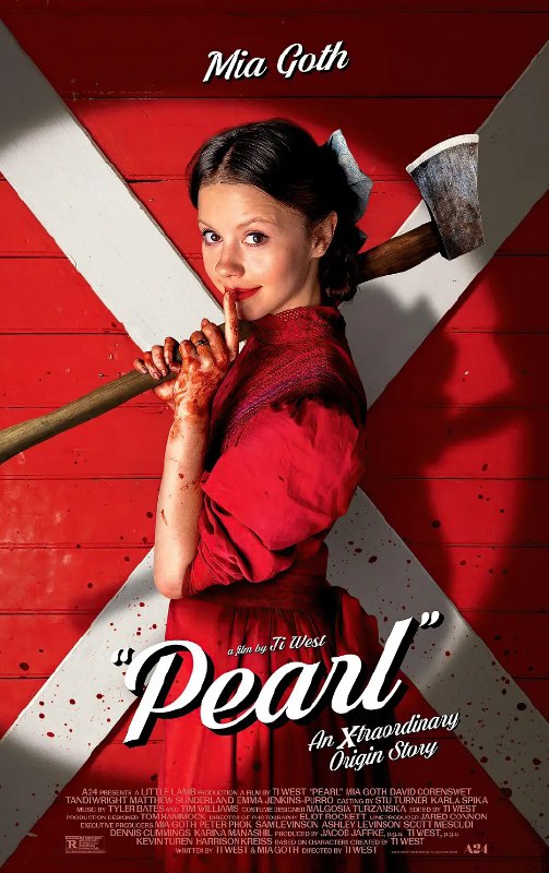 名称：珀尔 Pearl (2022) 1080+4K原版  中英字幕 7.5分恐怖片描述：　　电影为《X》的前传，讲述了邪恶的老太太珀尔(米娅·高斯 Mia Goth 饰)年轻时的故事
