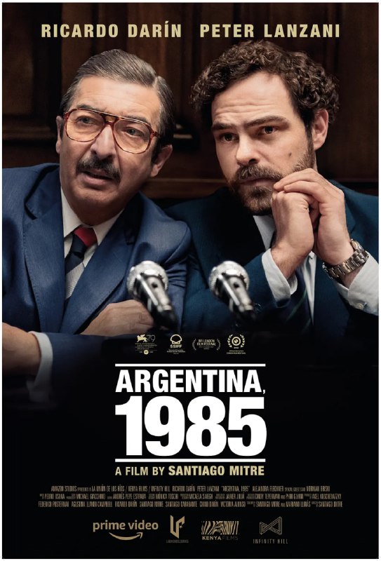 名称：阿根廷，1985 Argentina, 1985 (2022)描述：影片以阿根廷历史上著名的“五月广场母亲”事件为背景，讲述里卡多·达林扮演的主角率领律师团队大胆挑战军事独裁政权，帮助在军政府残酷统治下被迫害的人们终于寻回正义的故事