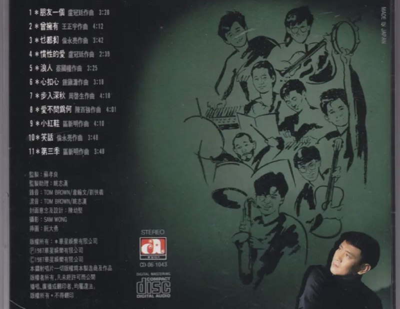 名称：罗文 - 1987年专辑 - 朋友一个   Flac描述：罗文，艺名罗文，香港歌手，被誉为“粤语流行乐坛教父”