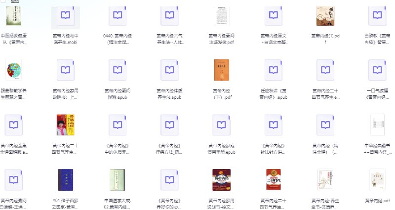 名称：黄帝内经 各版本大合集203套PDF  描述：《黄帝内经》是现存最早中医理论著作，对后世中医学理论的奠定有深远的影响