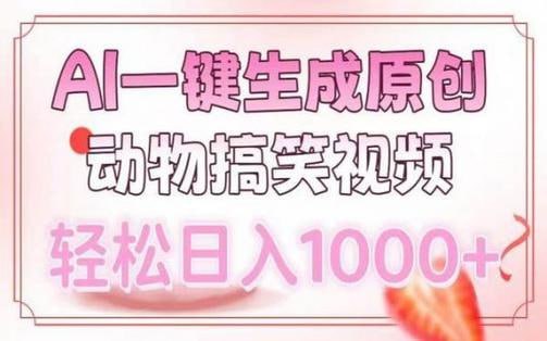 名称：AI一键生成原创动物搞笑视频，轻松日入1000+描述：AI一键生成原创动物搞笑视频，无需剪辑基础，自动合成萌宠滑稽片段，匹配热门梗和魔性音效