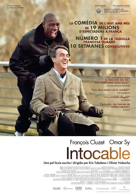 名称：触不可及 Intouchables (2011)描述：因为一次跳伞事故，白人富翁菲利普 Philippe(弗朗索瓦・克鲁塞 François Cluzet 饰)瘫痪在床，欲招聘一名全职陪护